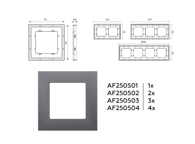AF250502 Рамка ALFA Qubi (Сталь матовый) 2-ая