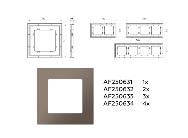 AF250633 Рамка ALFA Qubi (Темная бронза матовый) 3-ая