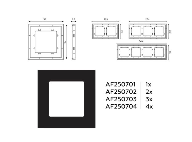 AF250703 Рамка ALFA Qubi (Черный матовый) 3-ая