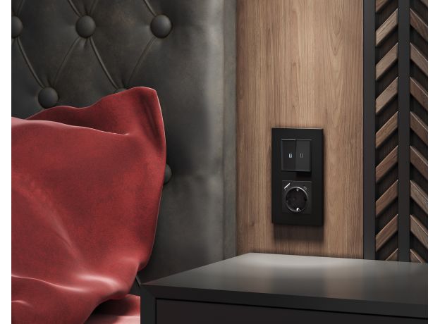 AF250704 Рамка ALFA Qubi (Черный матовый) 4-ая