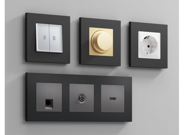 AF250803 Рамка ALFA Qubi (Графит Мягкое касание) 3-ая