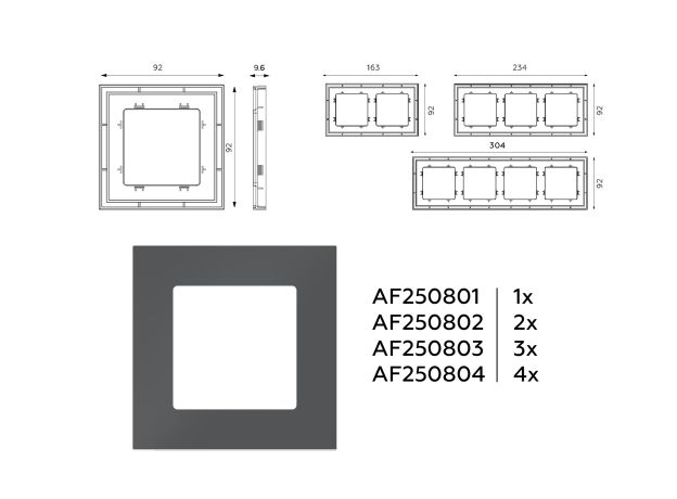 AF250803 Рамка ALFA Qubi (Графит Мягкое касание) 3-ая