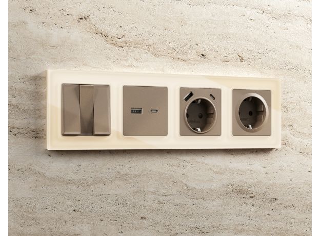 AF330301 Рамка ALFA Platos (Бежевый Стекло органическое) 1-ая