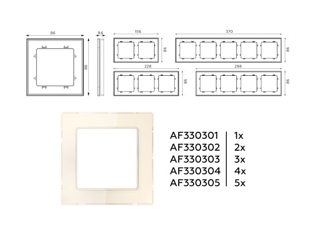 AF330301 Рамка ALFA Platos (Бежевый Стекло органическое) 1-ая