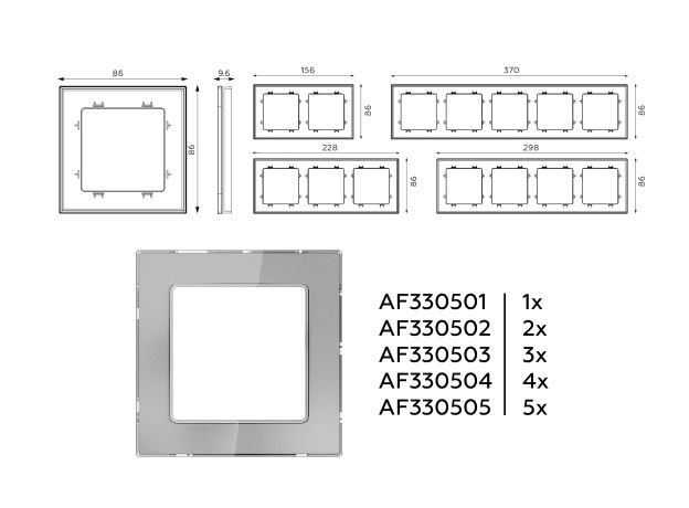 AF330504 Рамка ALFA Platos (Сталь Стекло органическое) 4-ая