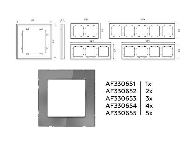 AF330653 Рамка ALFA Platos (Антрацит серый Стекло органическое) 3-ая