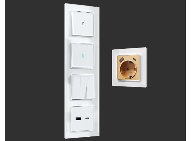 AF380101 Рамка ALFA Platos (Белый Стекло закаленное натуральное) 1-ая