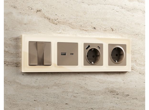 AF380301 Рамка ALFA Platos (Бежевый Стекло закаленное натуральное) 1-ая