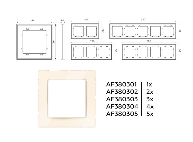 AF380301 Рамка ALFA Platos (Бежевый Стекло закаленное натуральное) 1-ая