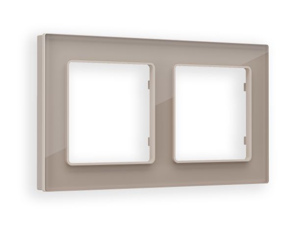 AF380602 Рамка ALFA Platos (Серо-бежевый Стекло закаленное натуральное) 2-ая