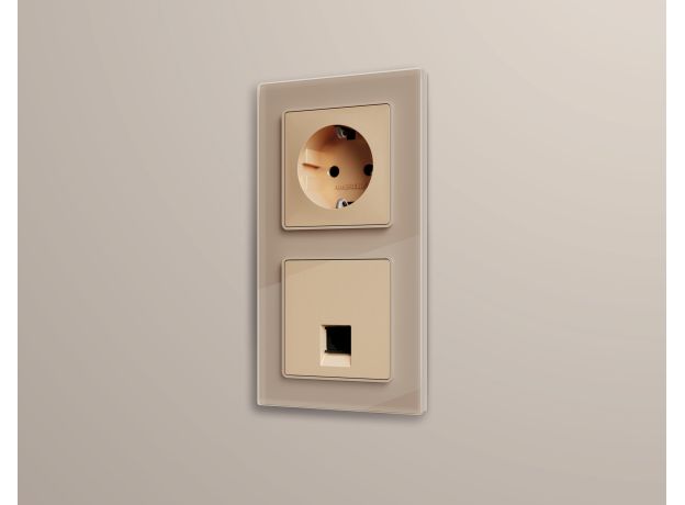 AF380602 Рамка ALFA Platos (Серо-бежевый Стекло закаленное натуральное) 2-ая