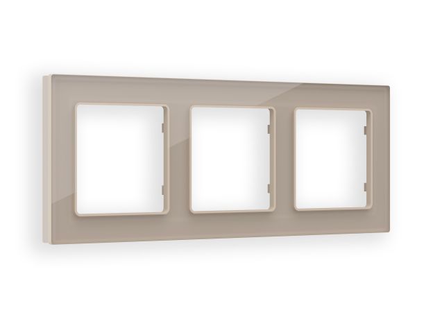 AF380603 Рамка ALFA Platos (Серо-бежевый Стекло закаленное натуральное) 3-ая