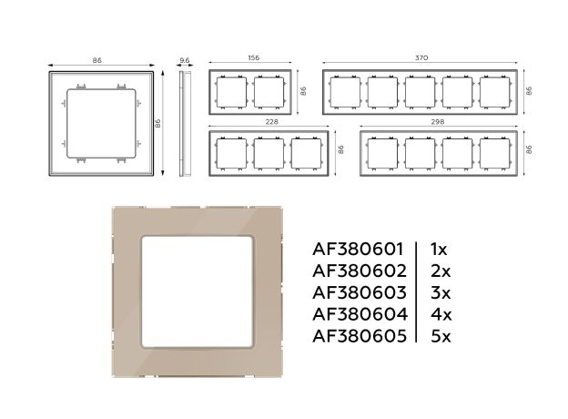 AF380604 Рамка ALFA Platos (Серо-бежевый Стекло закаленное натуральное) 4-ая