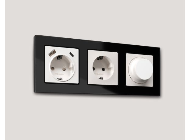 AF380803 Рамка ALFA Platos (Черный Стекло закаленное натуральное) 3-ая