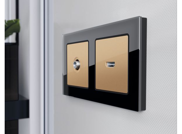 AF380804 Рамка ALFA Platos (Черный Стекло закаленное натуральное) 4-ая