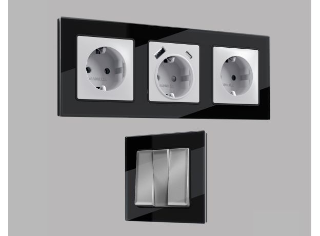 AF380804 Рамка ALFA Platos (Черный Стекло закаленное натуральное) 4-ая