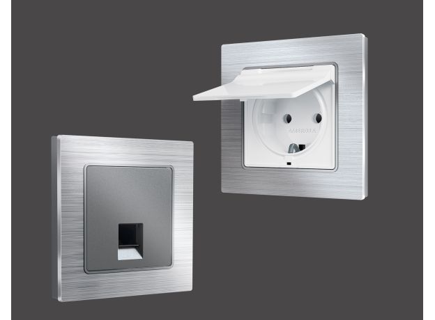 AF550101 Рамка ALFA Platos (Серебро Металл шлифованный) 1-ая