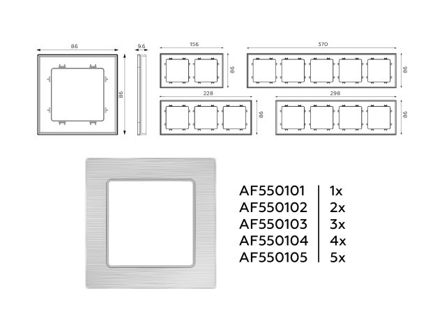 AF550102 Рамка ALFA Platos (Серебро Металл шлифованный) 2-ая