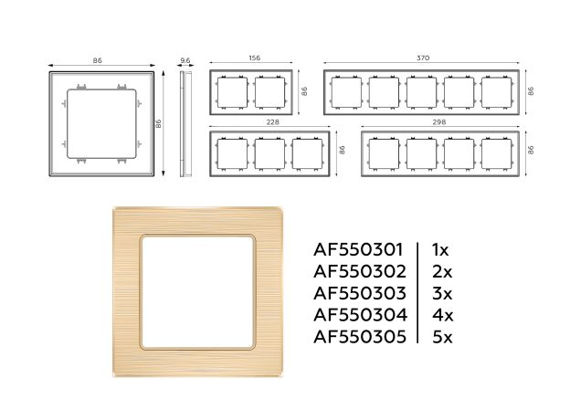 AF550304 Рамка ALFA Platos (Шампань Металл шлифованный) 4-ая