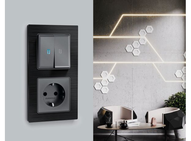 AF550504 Рамка ALFA Platos (Черный Металл шлифованный) 4-ая