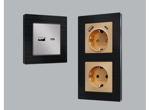 AF550504 Рамка ALFA Platos (Черный Металл шлифованный) 4-ая