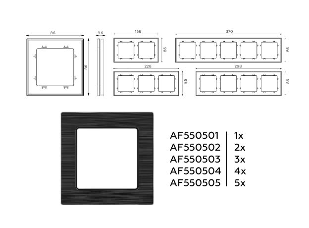 AF550504 Рамка ALFA Platos (Черный Металл шлифованный) 4-ая