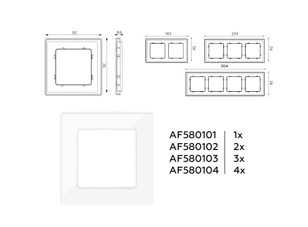 AF580104 Рамка ALFA Arctic (Белый Стекло органическое) 4-ая