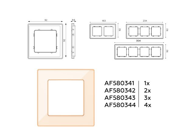 AF580341 Рамка ALFA Arctic (Бежевый Стекло органическое/Шампань) 1-ая