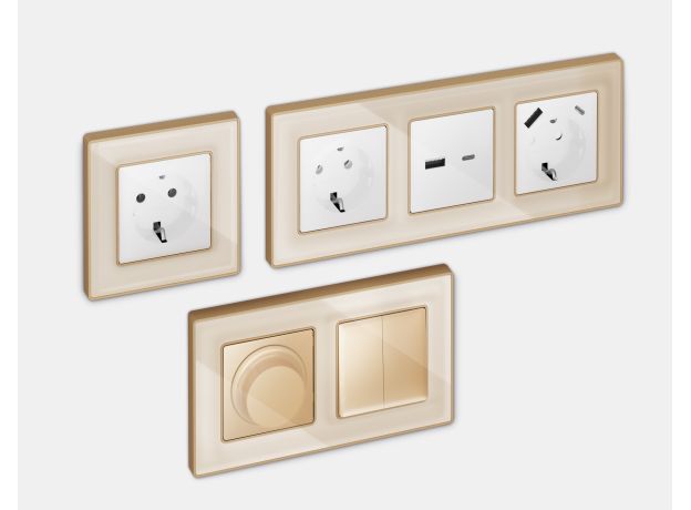 AF580344 Рамка ALFA Arctic (Бежевый Стекло органическое/Шампань) 4-ая