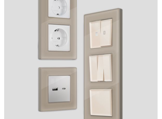 AF580361 Рамка ALFA Arctic (Серо-бежевый Стекло органическое) 1-ая