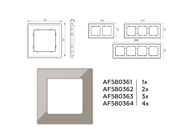 AF580364 Рамка ALFA Arctic (Серо-бежевый Стекло органическое) 4-ая
