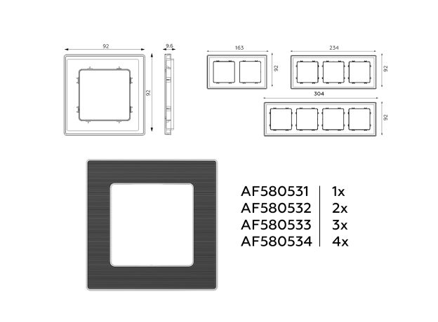 AF580532 Рамка ALFA Arctic (Черный Стекло органическое/Сталь) 2-ая