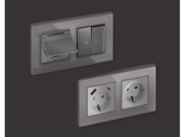 AF580651 Рамка ALFA Arctic (Антрацит серый Стекло органическое) 1-ая