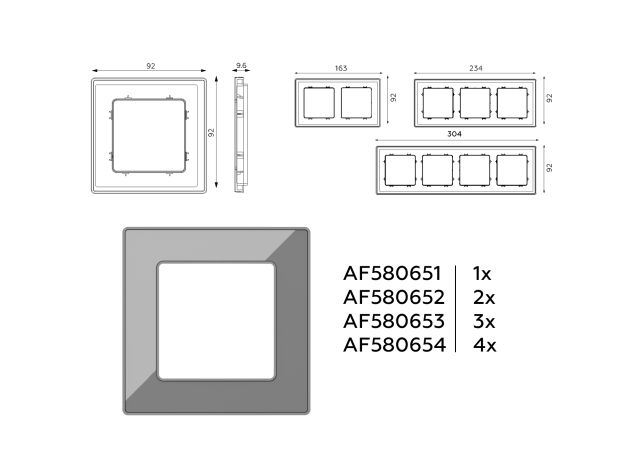 AF580652 Рамка ALFA Arctic (Антрацит серый Стекло органическое) 2-ая