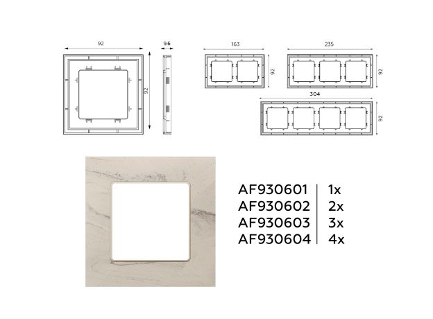 AF930601 Рамка ALFA Grand (Серо-бежевый мрамор) 1-ая