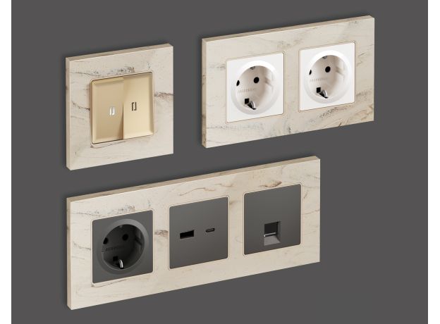 AF930602 Рамка ALFA Grand (Серо-бежевый мрамор) 2-ая