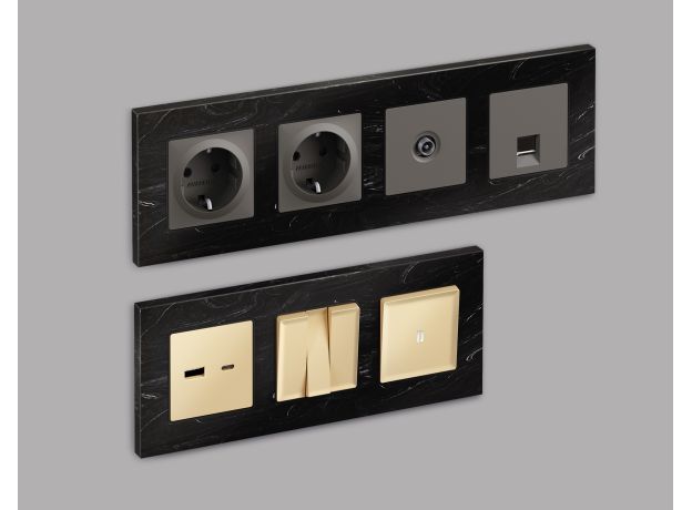 AF930701 Рамка ALFA Grand (Черный мрамор) 1-ая