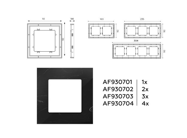 AF930701 Рамка ALFA Grand (Черный мрамор) 1-ая