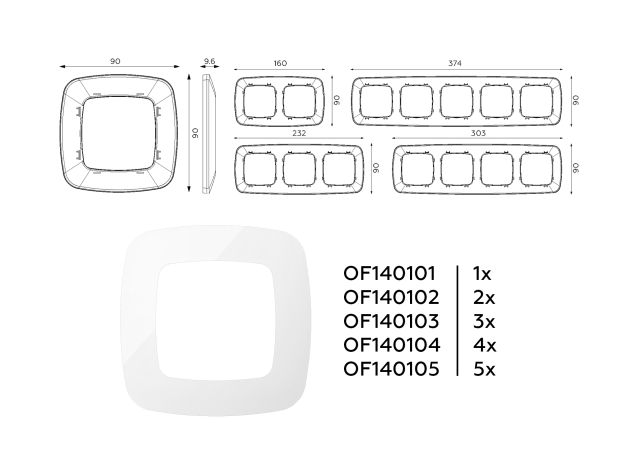 OF140104 Рамка OMEGA Ecta (Белый глянец) 4-ая