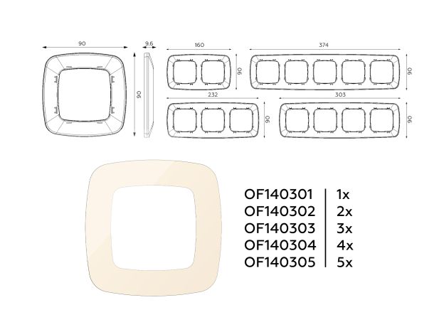 OF140305 Рамка OMEGA Ecta (Бежевый глянец) 5-ая