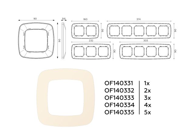 OF140334 Рамка OMEGA Ecta (Бежевый матовый) 4-ая
