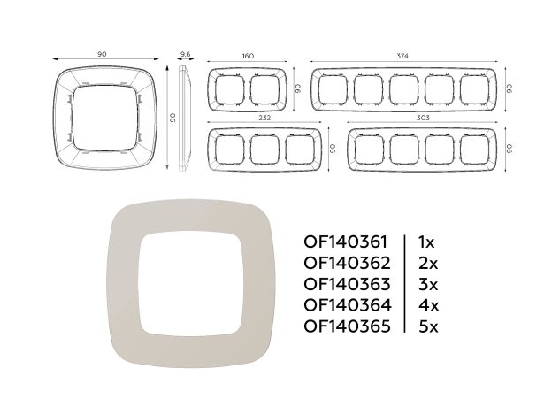 OF140364 Рамка OMEGA Ecta (Серо-бежевый матовый) 4-ая