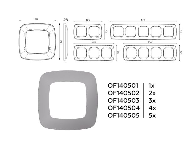 OF140503 Рамка OMEGA Ecta (Сталь матовый) 3-ая