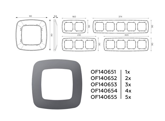 OF140653 Рамка OMEGA Ecta (Антрацит серый) 3-ая