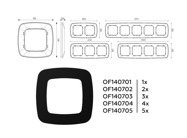 OF140702 Рамка OMEGA Ecta (Черный матовый) 2-ая