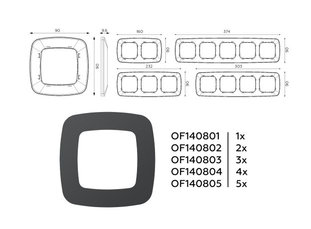 OF140803 Рамка OMEGA Ecta (Графит Мягкое касание) 3-ая