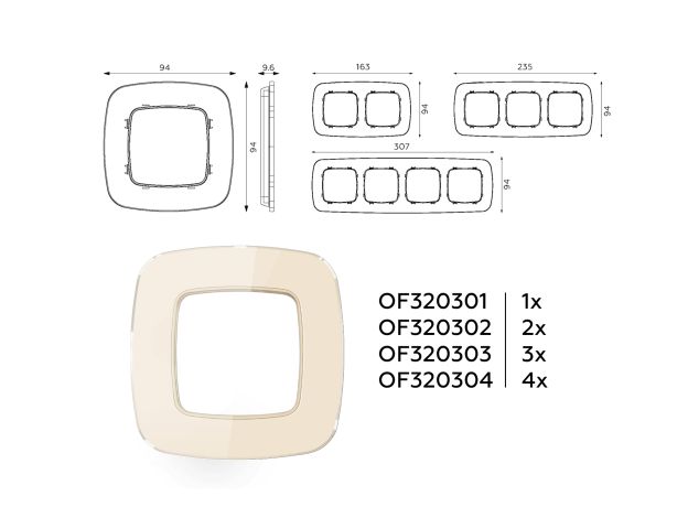 OF320304 Рамка OMEGA Radian (Бежевый Стекло органическое) 4-ая