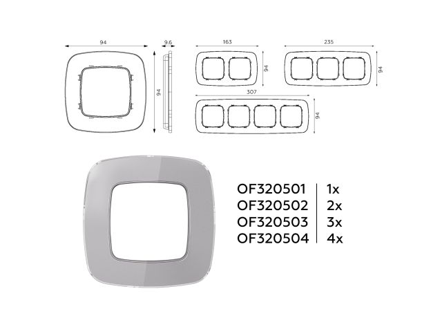 OF320501 Рамка OMEGA Radian (Сталь Стекло органическое) 1-ая