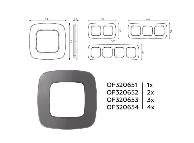 OF320654 Рамка OMEGA Radian (Антрацит серый Стекло органическое) 4-ая