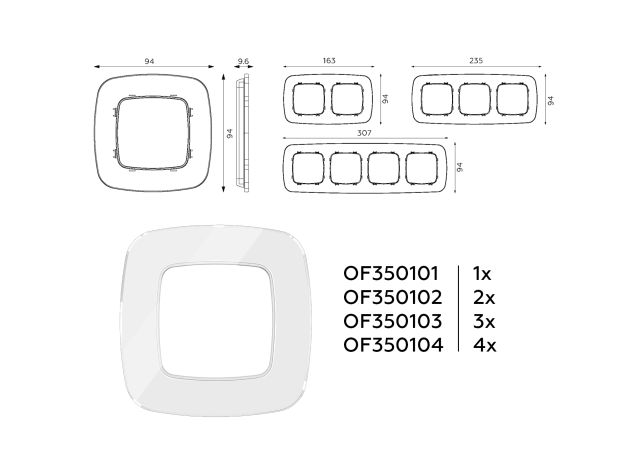 OF350102 Рамка OMEGA Radian (Белый Стекло закаленное натуральное) 2-ая